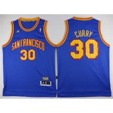Golden States Warriors #30 Stephen Curry Blue Throwback Stitched NBA Jersey