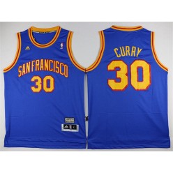 Golden States Warriors #30 Stephen Curry Blue Throwback Stitched NBA Jersey