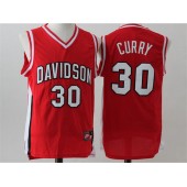 Golden States Warriors #30 Stephen Curry Davidson Red NBA Jersey