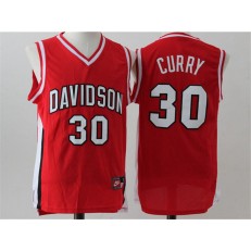 Golden States Warriors #30 Stephen Curry Davidson Red NBA Jersey