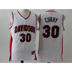 Golden States Warriors #30 Stephen Curry Davidson White NBA Jersey