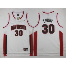 Golden States Warriors #30 Stephen Curry Davidson White Stitched NBA Jersey
