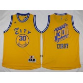 Golden States Warriors #30 Stephen Curry Yellow The City 2016 Stitched NBA Jersey