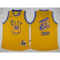 Golden States Warriors #30 Stephen Curry Yellow The City 2016 Stitched NBA Jersey