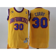 Golden States Warriors #30 Stephen Curry Yellow Throwback San Francisco Stitched NBA Jersey