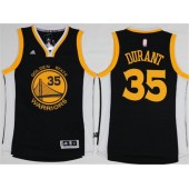 Golden States Warriors #35 Kevin Durant Black White 2015 Stitched NBA Jersey