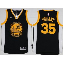 Golden States Warriors #35 Kevin Durant Black White 2015 Stitched NBA Jersey