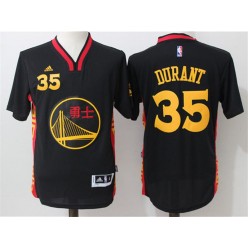 Golden States Warriors #35 Kevin Durant Chinese Black Short Sleeve 2017 Stitched NBA Jerseys