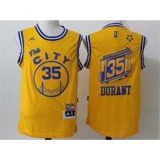 Golden States Warriors #35 Kevin Durant Yellow The City 2016 Stitched NBA Jersey