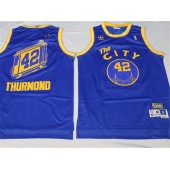 Golden States Warriors #42 Nathaniel Thurmond Blue Retro Throwback Swingman Stitched NBA jersey