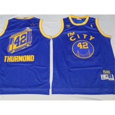 Golden States Warriors #42 Nathaniel Thurmond Blue Retro Throwback Swingman Stitched NBA jersey