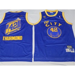 Golden States Warriors #42 Nathaniel Thurmond Blue Retro Throwback Swingman Stitched NBA jersey