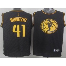 Dallas Mavericks #41 Dirk Nowitzki Black Precious Metals Fashion Stitched NBA Jersey