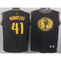Dallas Mavericks #41 Dirk Nowitzki Black Precious Metals Fashion Stitched NBA Jersey