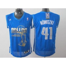 Dallas Mavericks #41 Dirk Nowitzki Blue 2011 Finals Champions Revolution 30 Stitched Stitched NBA Jersey