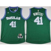Dallas Mavericks #41 Dirk Nowitzki Green Hardwood Classics Performance Stitched NBA