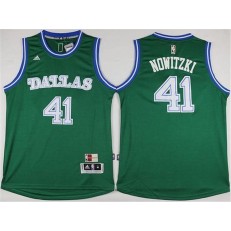Dallas Mavericks #41 Dirk Nowitzki Green Hardwood Classics Performance Stitched NBA
