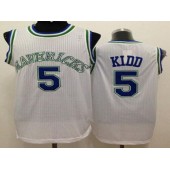 Dallas Mavericks #5 Jason Kidd White Throwback Stitched NBA Jersey