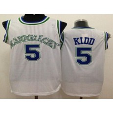 Dallas Mavericks #5 Jason Kidd White Throwback Stitched NBA Jersey