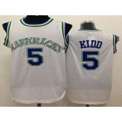 Dallas Mavericks #5 Jason Kidd White Throwback Stitched NBA Jersey