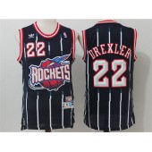 Houston Rockets #22 Clyde Drexler Navy Blue Retro Throwback Stitched NBA Jersey