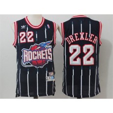 Houston Rockets #22 Clyde Drexler Navy Blue Retro Throwback Stitched NBA Jersey