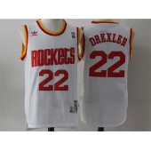 Houston Rockets #22 Clyde Drexler White Throwback Stitched NBA Jersey