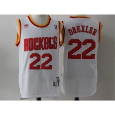 Houston Rockets #22 Clyde Drexler White Throwback Stitched NBA Jersey