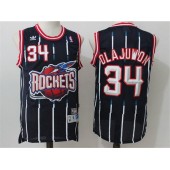 Houston Rockets #34 Hakeem Olajuwon Navy Blue Retro Throwback Stitched NBA Jersey