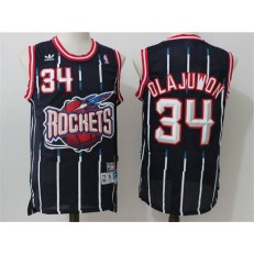 Houston Rockets #34 Hakeem Olajuwon Navy Blue Retro Throwback Stitched NBA Jersey
