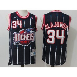 Houston Rockets #34 Hakeem Olajuwon Navy Blue Retro Throwback Stitched NBA Jersey