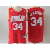 Houston Rockets #34 Hakeem Olajuwon Red Throwback Stitched NBA Jersey