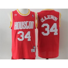 Houston Rockets #34 Hakeem Olajuwon Red Throwback Stitched NBA Jersey