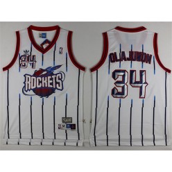 Houston Rockets #34 Hakeem Olajuwon White Retro Throwback Stitched NBA Jersey