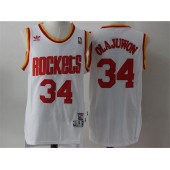 Houston Rockets #34 Hakeem Olajuwon White Throwback Stitched NBA Jersey