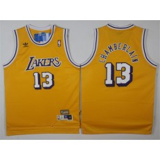 Los Angeles Lakers #13 Wilt Chamberlain Yellow Throwback Stitched NBA Jersey