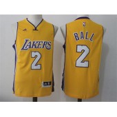 Los Angeles Lakers #2 Lonzo Ball Yellow Stitched NBA Jersey