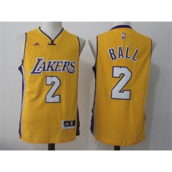 Los Angeles Lakers #2 Lonzo Ball Yellow Stitched NBA Jersey