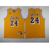 Los Angeles Lakers #24 Kobe Bryant Yellow Throwback Stitched NBA Jersey