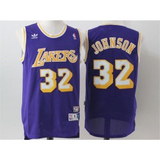 Los Angeles Lakers #32 Magic Johnson Purple Throwback Stitched NBA Jersey
