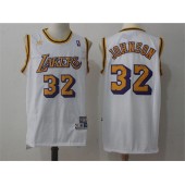 Los Angeles Lakers #32 Magic Johnson White Throwback Stitched NBA Jersey
