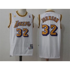 Los Angeles Lakers #32 Magic Johnson White Throwback Stitched NBA Jersey