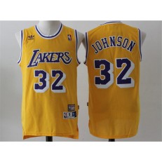Los Angeles Lakers #32 Magic Johnson Yellow Throwback Stitched NBA Jersey