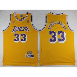 Los Angeles Lakers #33 Kareem Abdul-Jabbar Yellow Throwback Stitched NBA Jersey