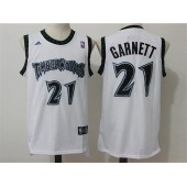 Minnesota Timberwolves #21 Retro Garnett White Stitched NBA Jersey