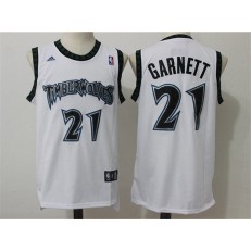 Minnesota Timberwolves #21 Retro Garnett White Stitched NBA Jersey