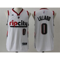 Portland Trail Blazers #0 Damian Lillard White Throwback Stitched NBA Jersey