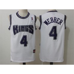 Sacramento Kings #4 Chris Webber White Home Throwback Stitched NBA Jersey