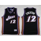 Utah Jazz #12 John Stockton Black Stitched NBA Jersey