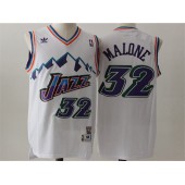 Utah Jazz #32 Karl Malone White Throwback Stitched NBA Jersey